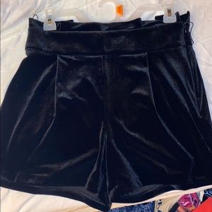 NWOT Express midi high rise velvet shorts.